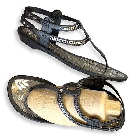 Grendene Brazil Autumn Run Silver Studded Flexpand Gladiator Small Heel Sandals - Picture 5 of 16